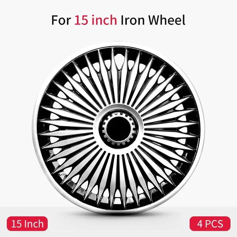 High Quality 4PCS 15 Inch Blade Style Silver Black Steel Wheel Hubcap Replacement Accessories for R15