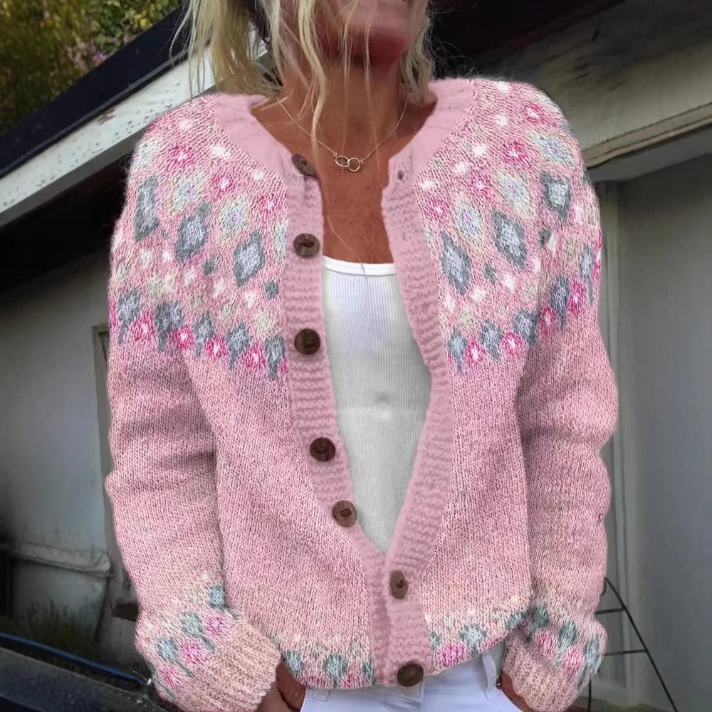 

New Ethnic Style Jacquard Sweater Sweater Cardigan Sweater Women Coat Jumper Women Loose Casual Coat Cardigan Top Cardigan Damen