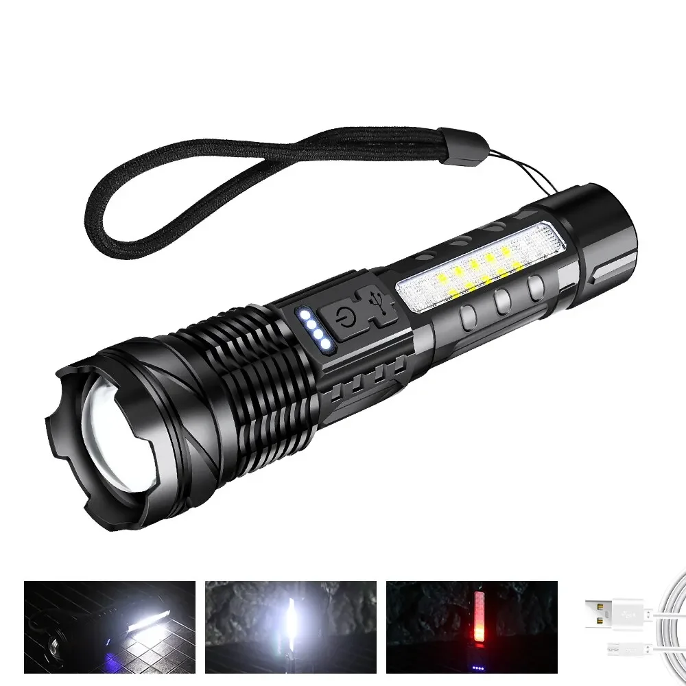 High Power Led Flashlight Ultra Powerful Rechargeable Self Defense Supplies Personal Defense Articles Headlamp Self-defense Usb