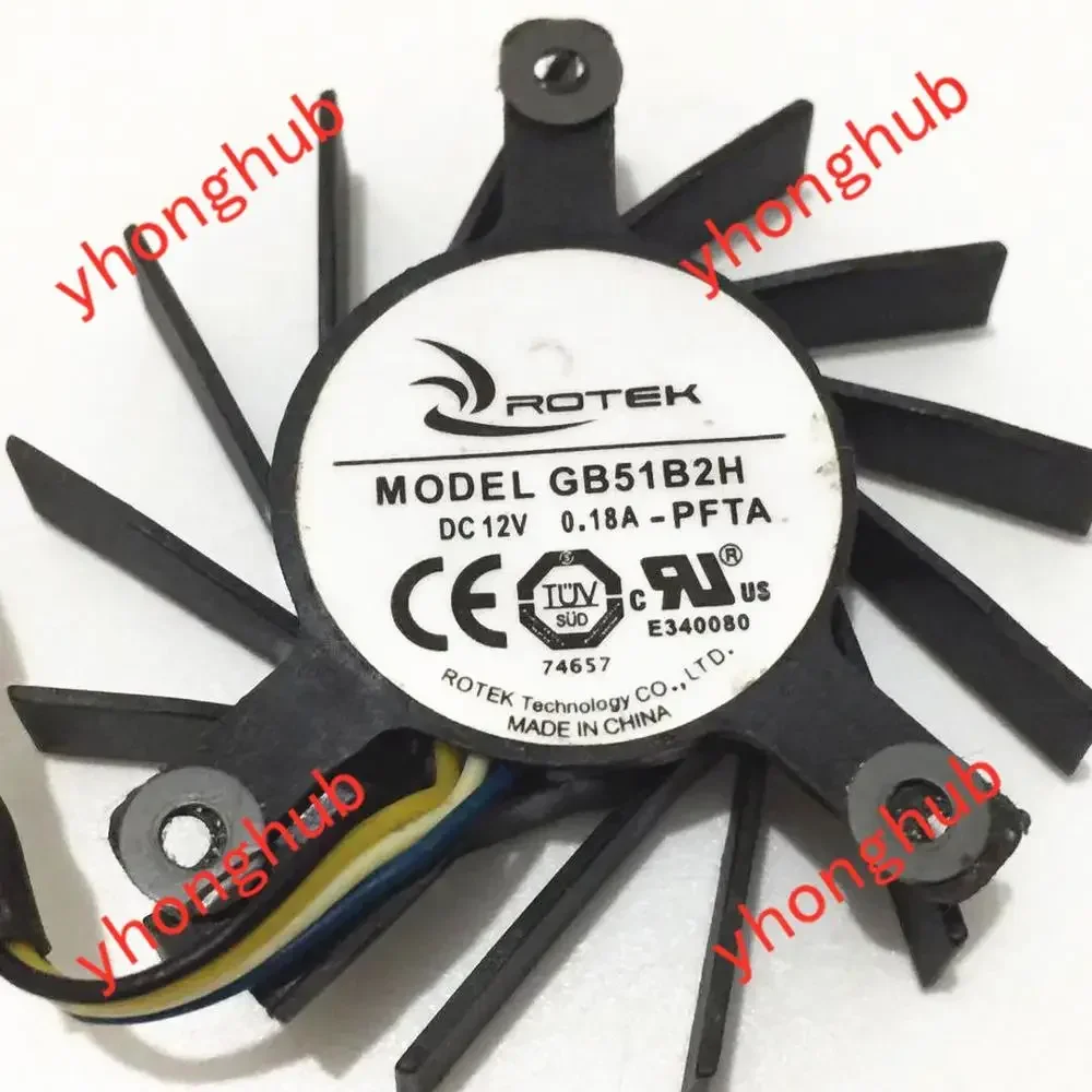 

ROTEK GB51B2M GB51B2H DC 12V 0.15A 4-Wire Server Cooling Fan