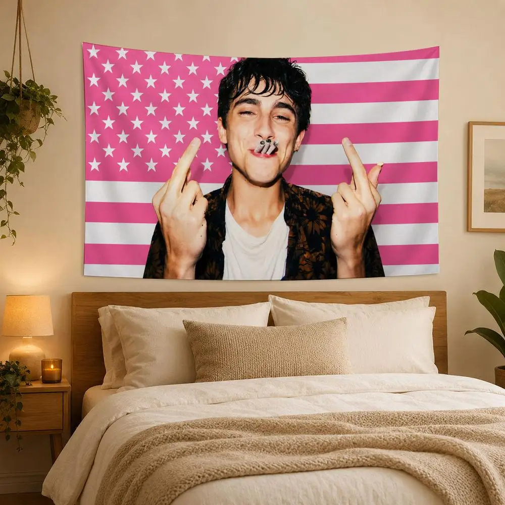 Actor T-Timothee Chalamet Tapestry House Bedroom Living Bar Garden Microfiber Decoration Background