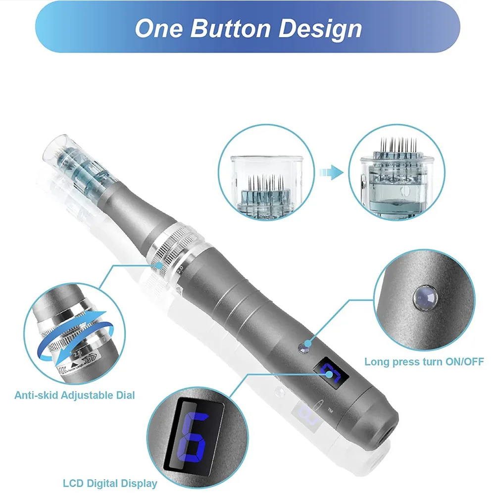 Autentyczny Dr pen Ultima M8 mikroigłowy DermaPen z 32 sztucznymi igłami do pielęgnacji twarzy bezprzewodowy DermaPen Beuty