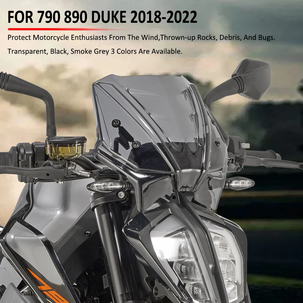 FOR 790 890 Duke 790Duke 890Duke 2018-2022 2021 2020 Motorcycle Front Fairing Windscreen Windshield Fly Wind Deflector Screen