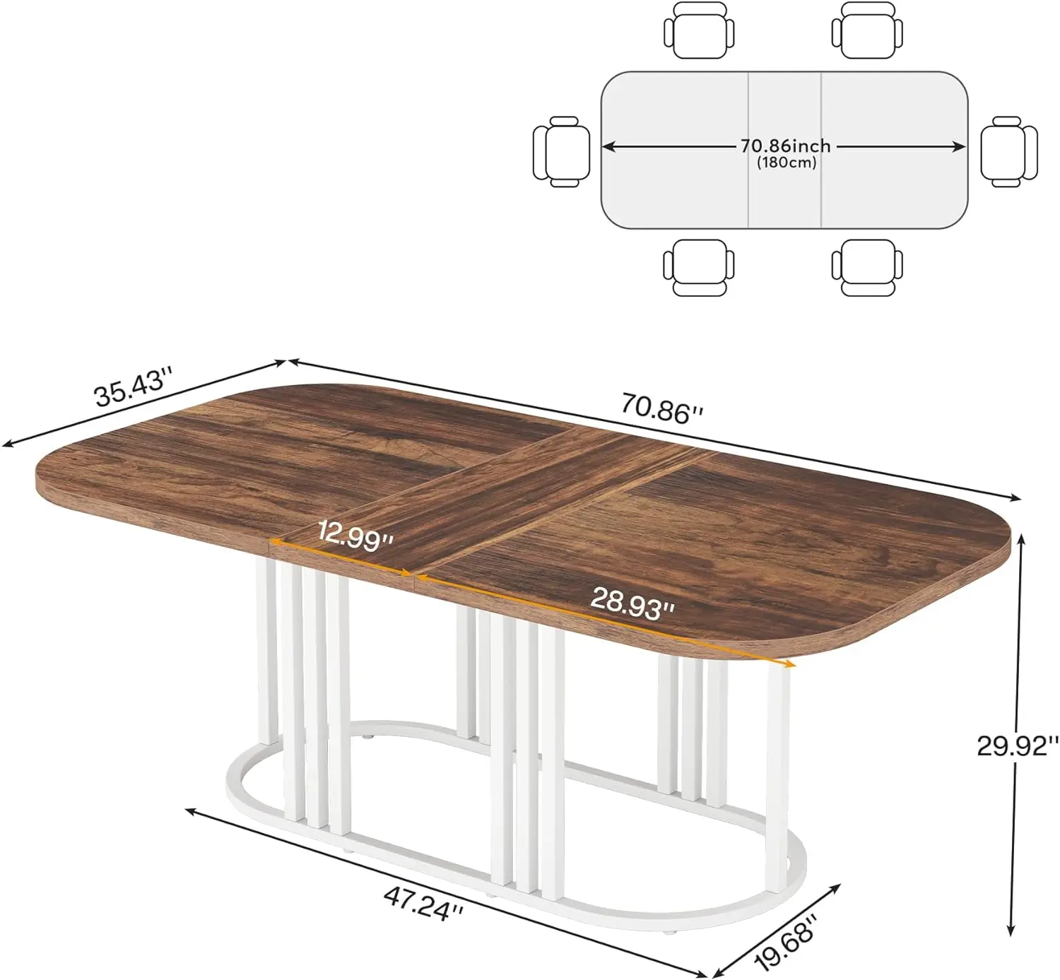 Mesa De Conferência Em Forma Retangular, Mesa De Reunião, Mesa De Sala De Exibição Moderna Para Sala De Conferência De Escritório, 722,86"