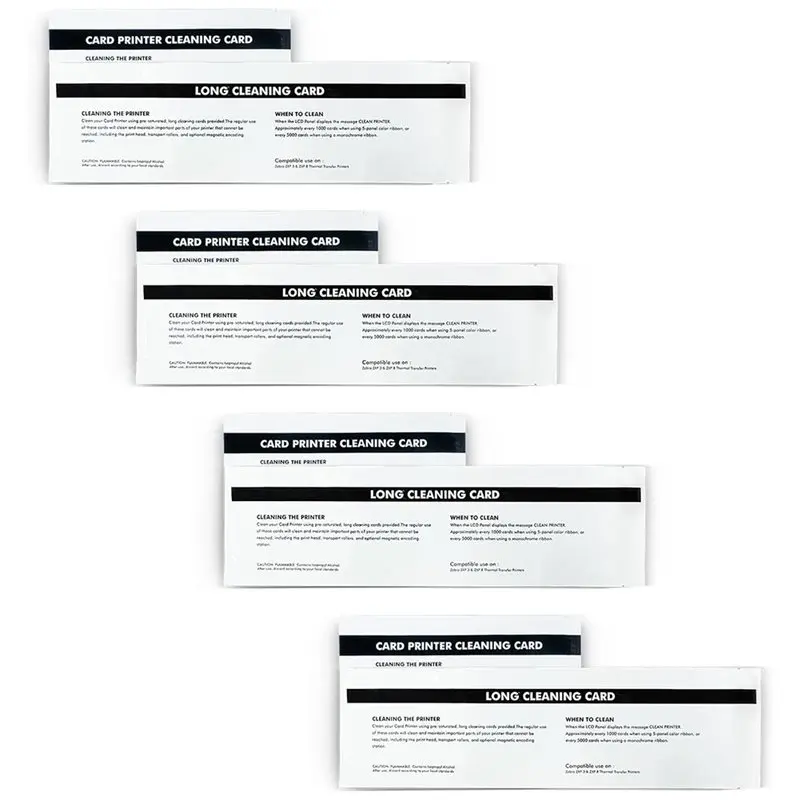 For Zebra ZXP Series 1 & 3 ID Card Printer Cleaning Kit, 4 Engine & 4 Feeder Cards (105999-301)