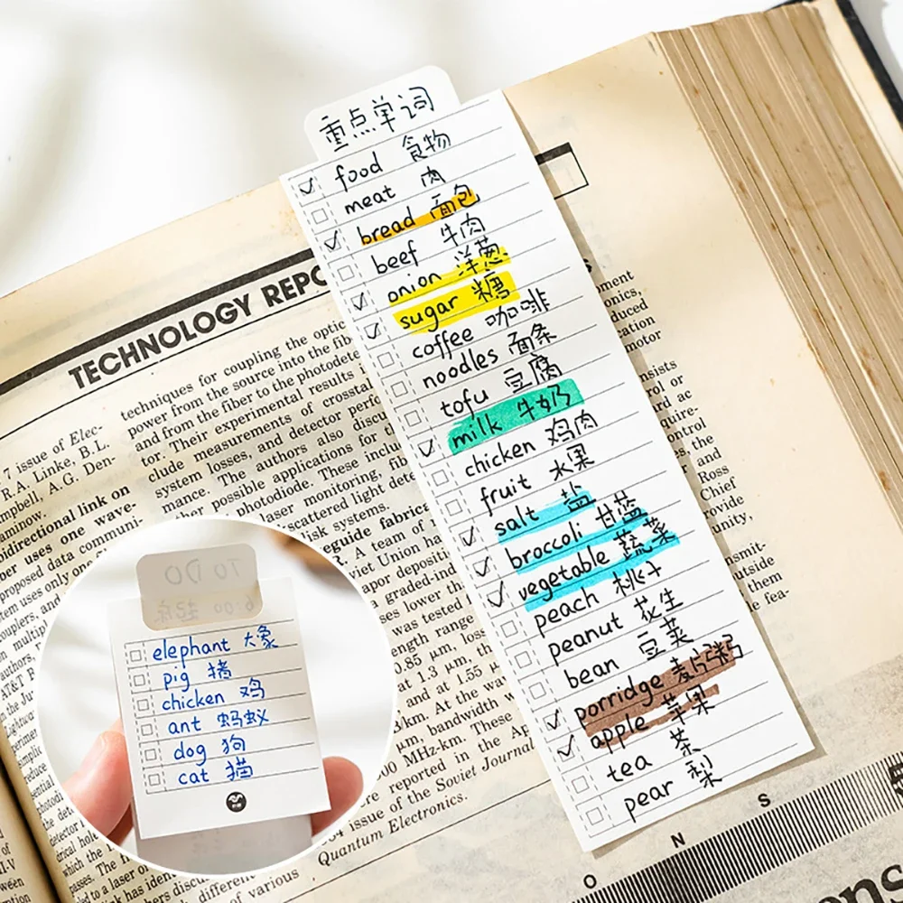 50 Sheets Creative Index Bookmark Style Memo Pad Tearable Multi Functional Student Study Book