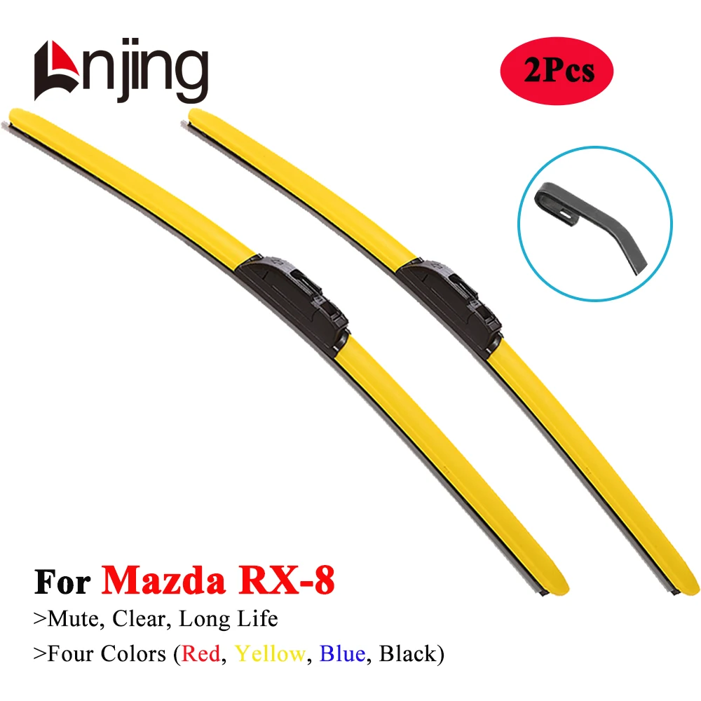 LNJING Colorful Wiper Blades For Mazda RX-8 R3 Spirit R Coupe SE FE 2003 2005 2006 2007 2008 2009 2010 2011 2012 Car Accessories