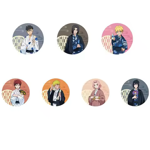 Naruto Anime Sakura Haruno Sasuke Uchiha Kakashi Hatake Metal Tin Badge Pin Brooch Collectible Gift Cosplay Accessories for Fans