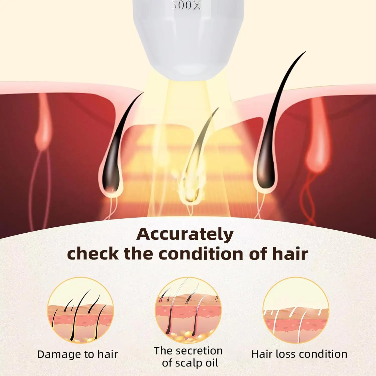 محلل بصيلات الشعر لتشخيص الجلد كاشف رقمي جهاز اختبار الرطوبة مع شاشة LCD 5 بوصة عدسة تكبير 50X/200X لصالون التجميل #5