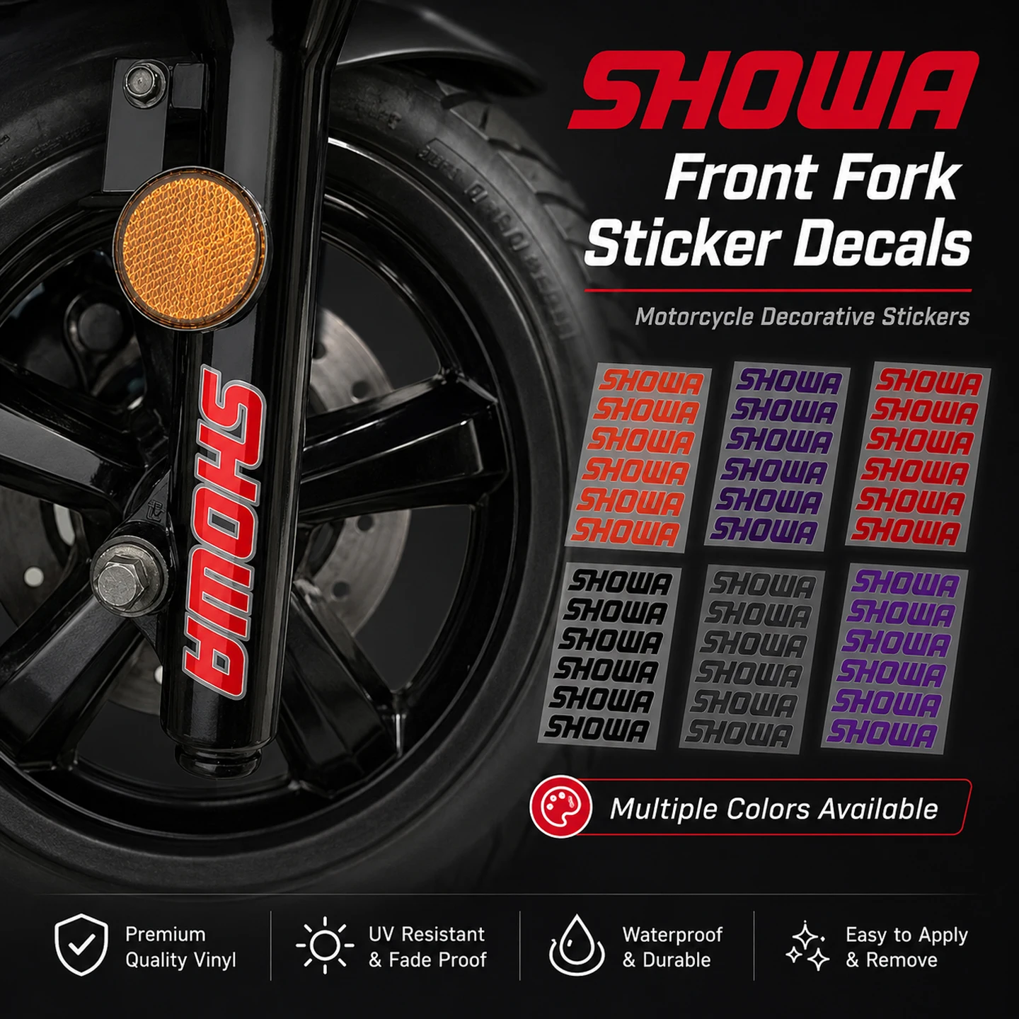 Motorcycle Front Fork Shock Absorber Sticker SHOWA Style UV Decal Waterproof Universal for KTM HONDA KAWASAKI YAMAHA