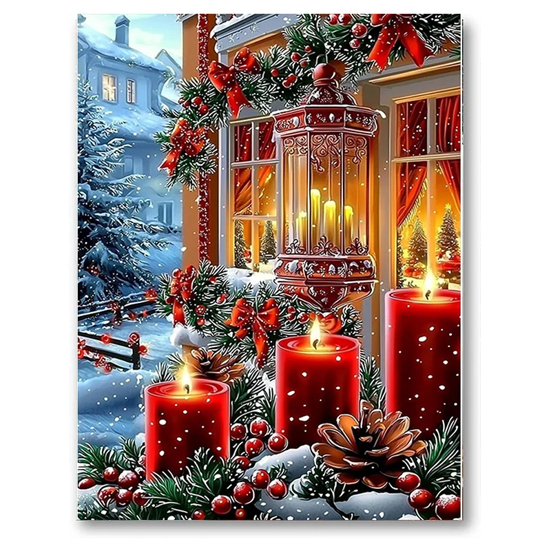 AB Diamant Erwachsene Diamant Malerei Set Kerze Muster Diamant Kunst Malerei Dekorative Malerei Weihnachtsdekoration Wandbild