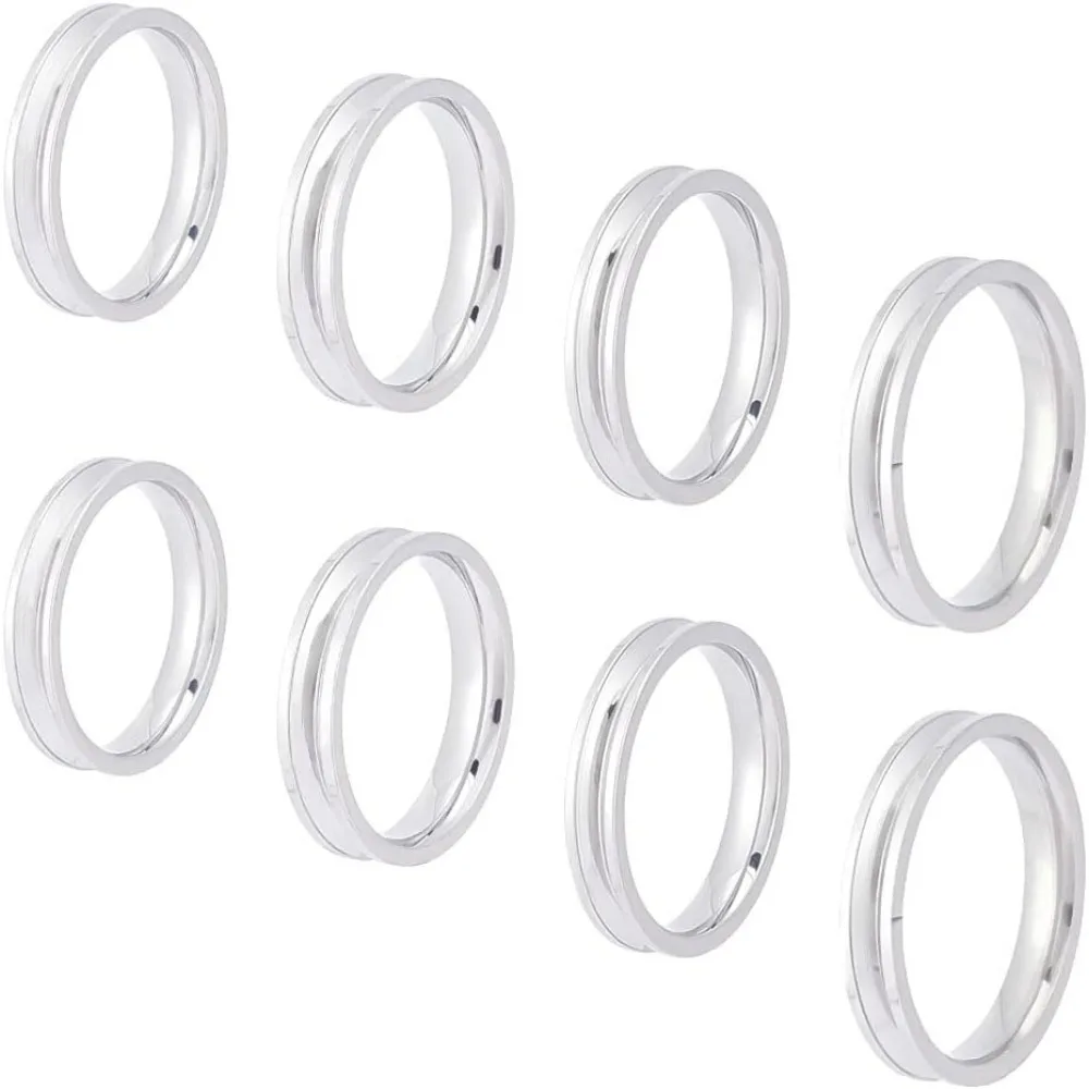 

24Pcs 4 Sizes Stainless Steel Ring Blank Settings Round Groove Ring Components Size 7-10 Ring Core Blank for Inlay making kit