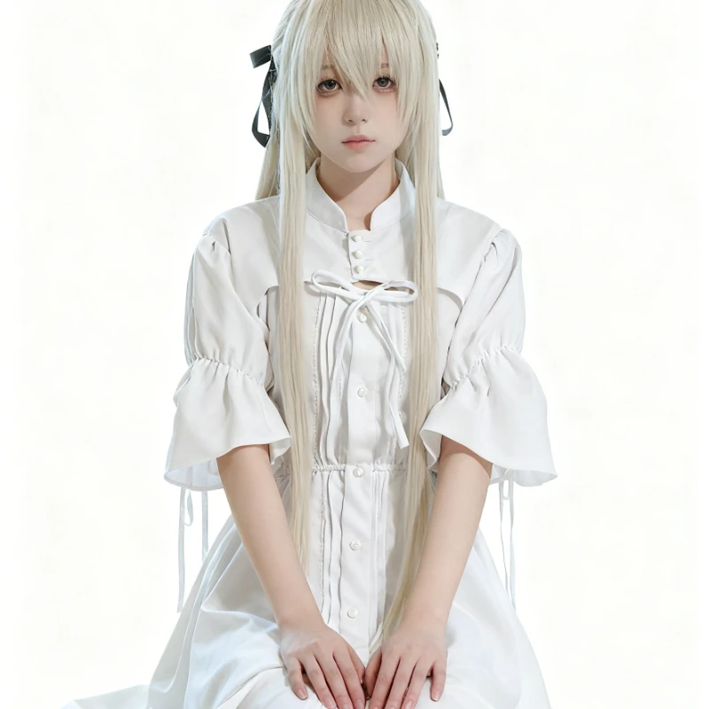 Disfraz de Anime Yosuga No Sora Kasugano Sora, disfraz de Cosplay blanco de Lolita, disfraz de Halloween para mujer, vestido de fiesta, peluca de conejito