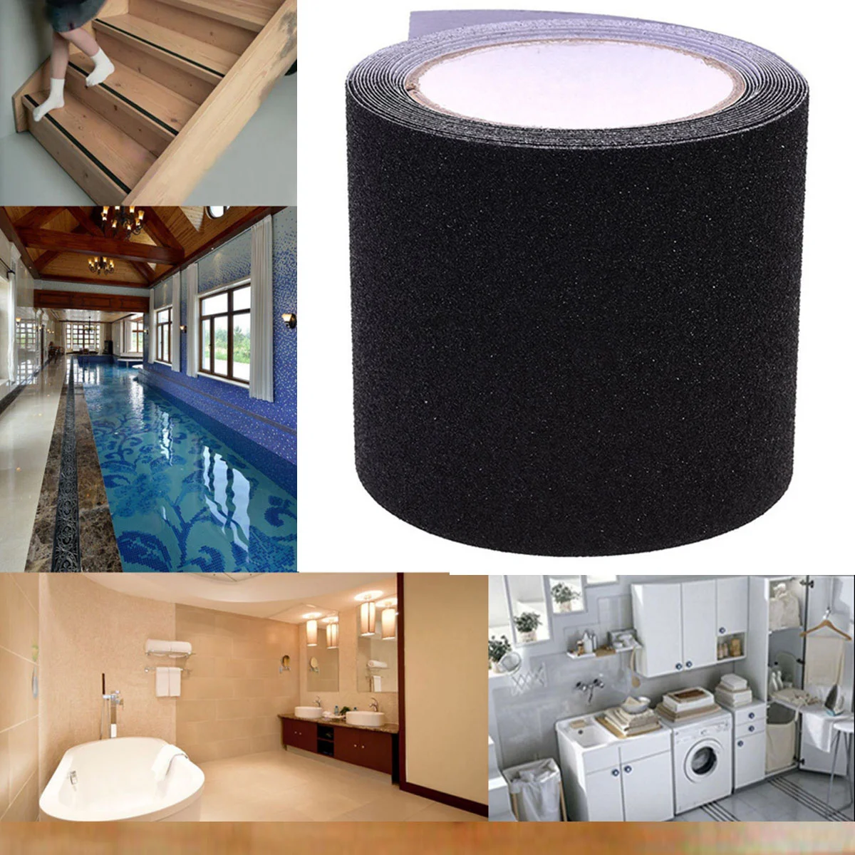 5M Black Dull Polish PVC Non Skid Safety Tape Hight Traction Anti Safety Tape Indoor or Outdoor Applicable