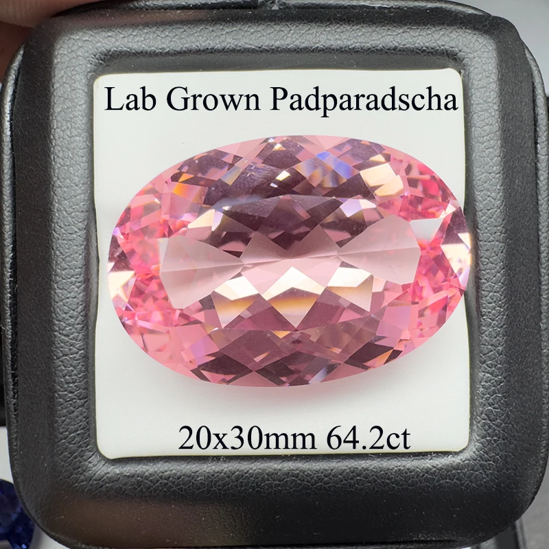 

Выращенные в лаборатории Padparadscha красный цвет лотоса овальной огранки 20x30 мм 64,2 карата очаровательные драгоценные камни для подарка DIY изготовление ювелирных изделий с сертификатом AGL