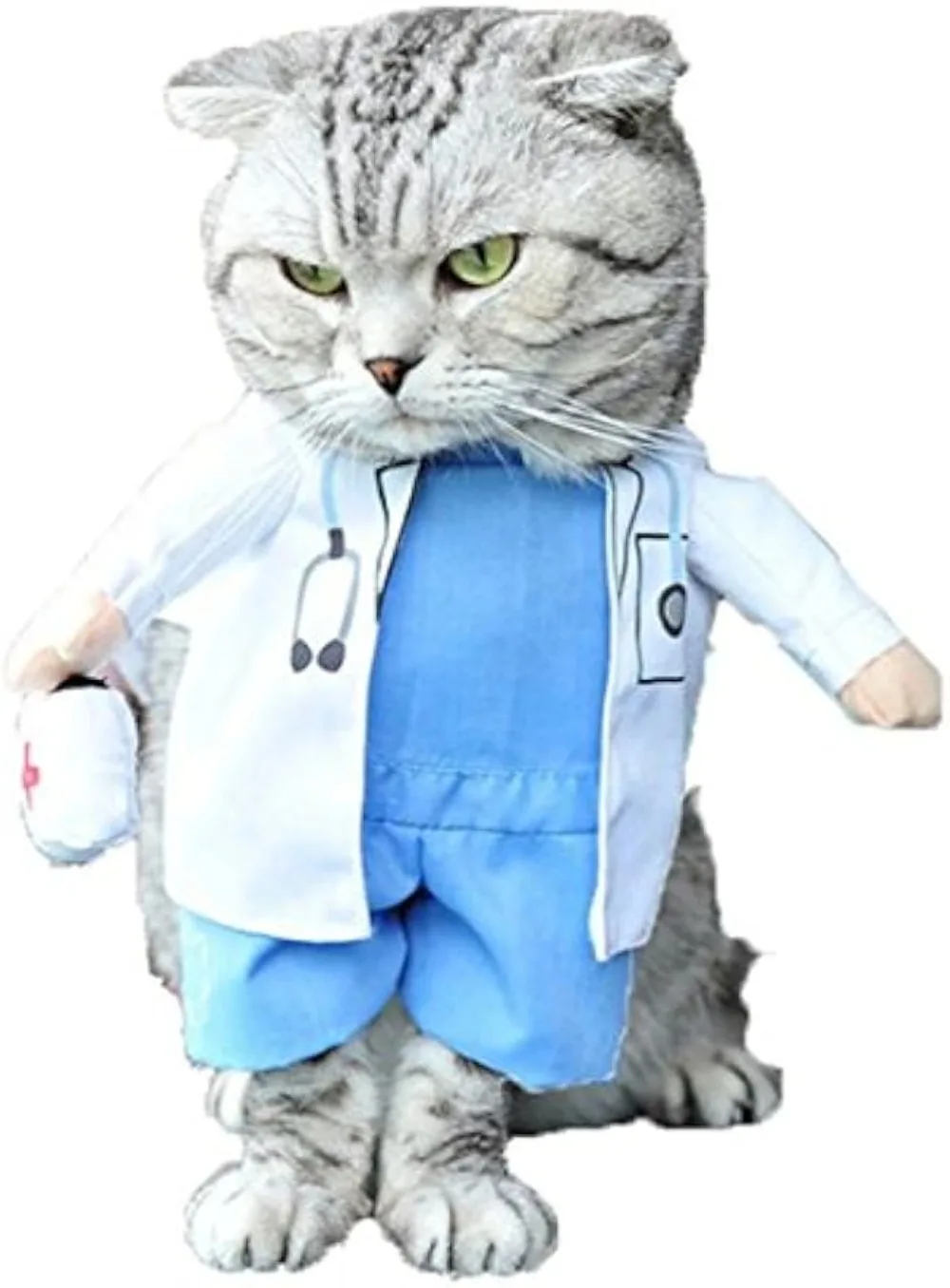 Doctor/Nurse Pet Halloween Costume – Funny Jeans Outfit for Cats & Dogs (Medium, Doctor Style)