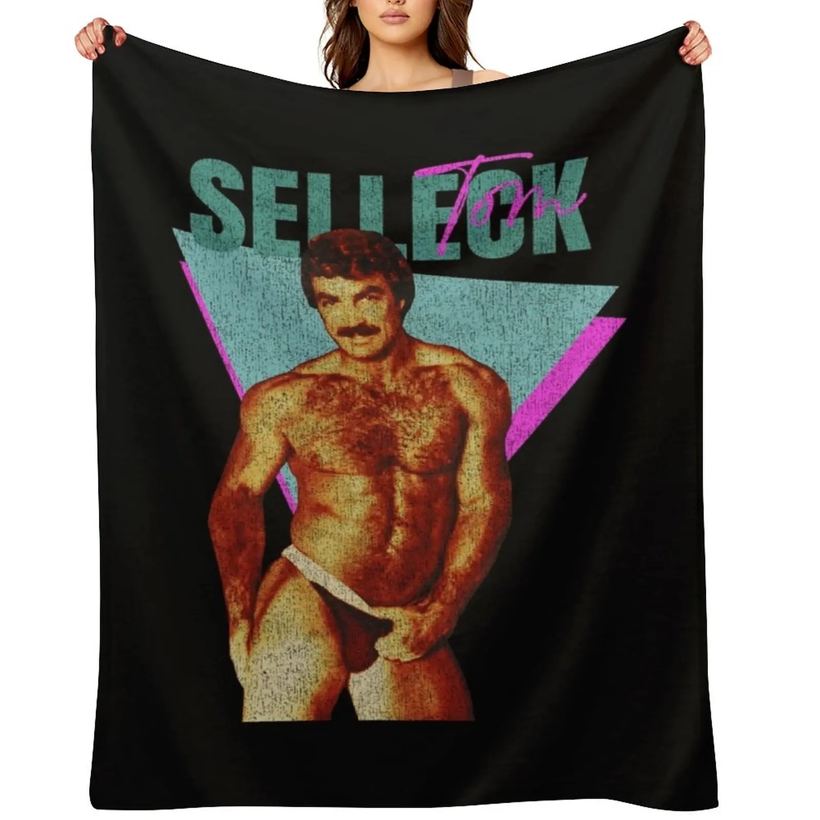 

Vintage Distressed Tom Selleck Throw Blanket Extra Large Throw funny gift Bed Fashionable Vintage Blankets