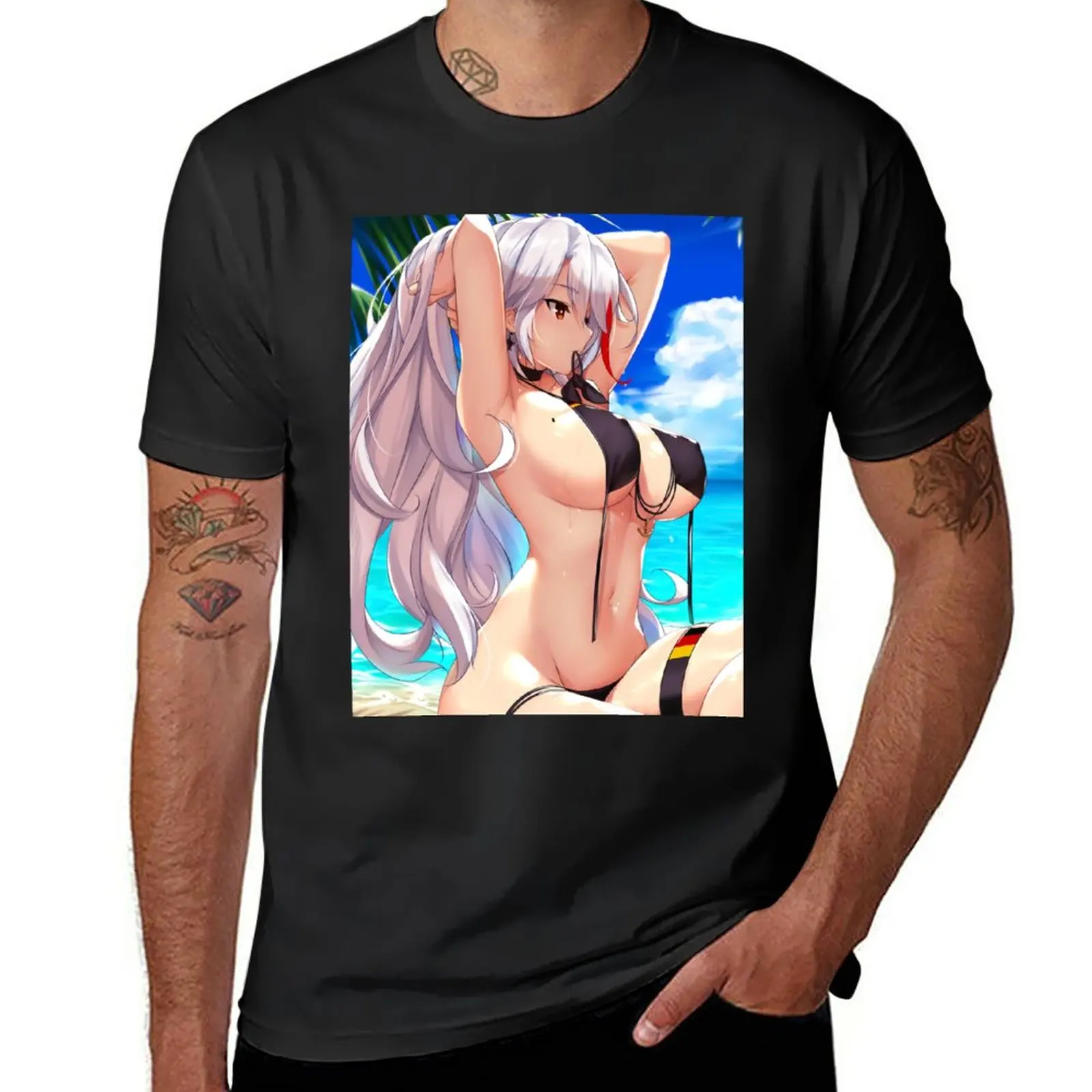 New Prinz Eugen Azur Lane Fine Art Anime T-Shirt Short sleeve quick-drying t-shirt Men's cotton t-shirt