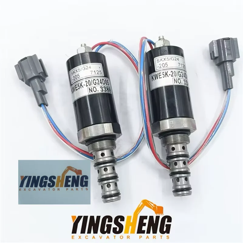 

Hydraulic pump pilot solenoid valve KWE5K-20/G24D05 SKX5/G24-205 Excavator Kato HD1430 HD820 rotary solenoid valve
