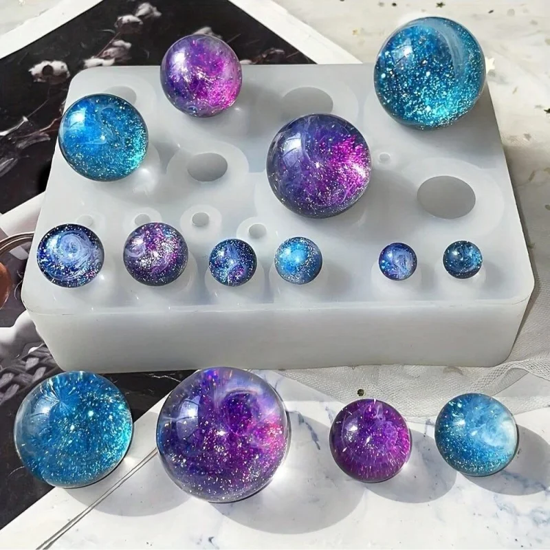 20 شبكة المجال زخرفة قالب من السيليكون للراتنج كرة مستديرة أوربس قالب من السيليكون لصنع المجوهرات مكتب منزلي الديكور #3
