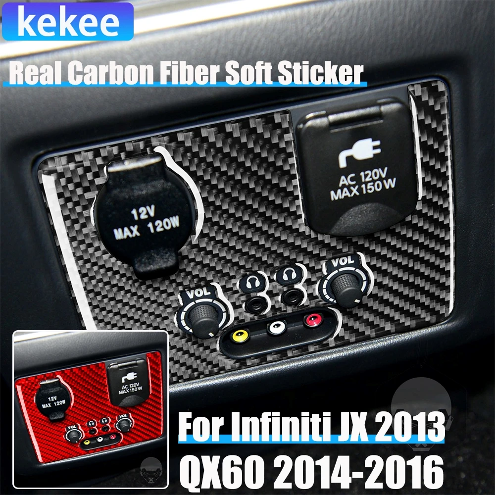 

Real Carbon Fiber Car Accessories Rear Center Control Panel Trim Cover Soft Sticker For Infiniti JX 2013 QX60 2014 2015 2016