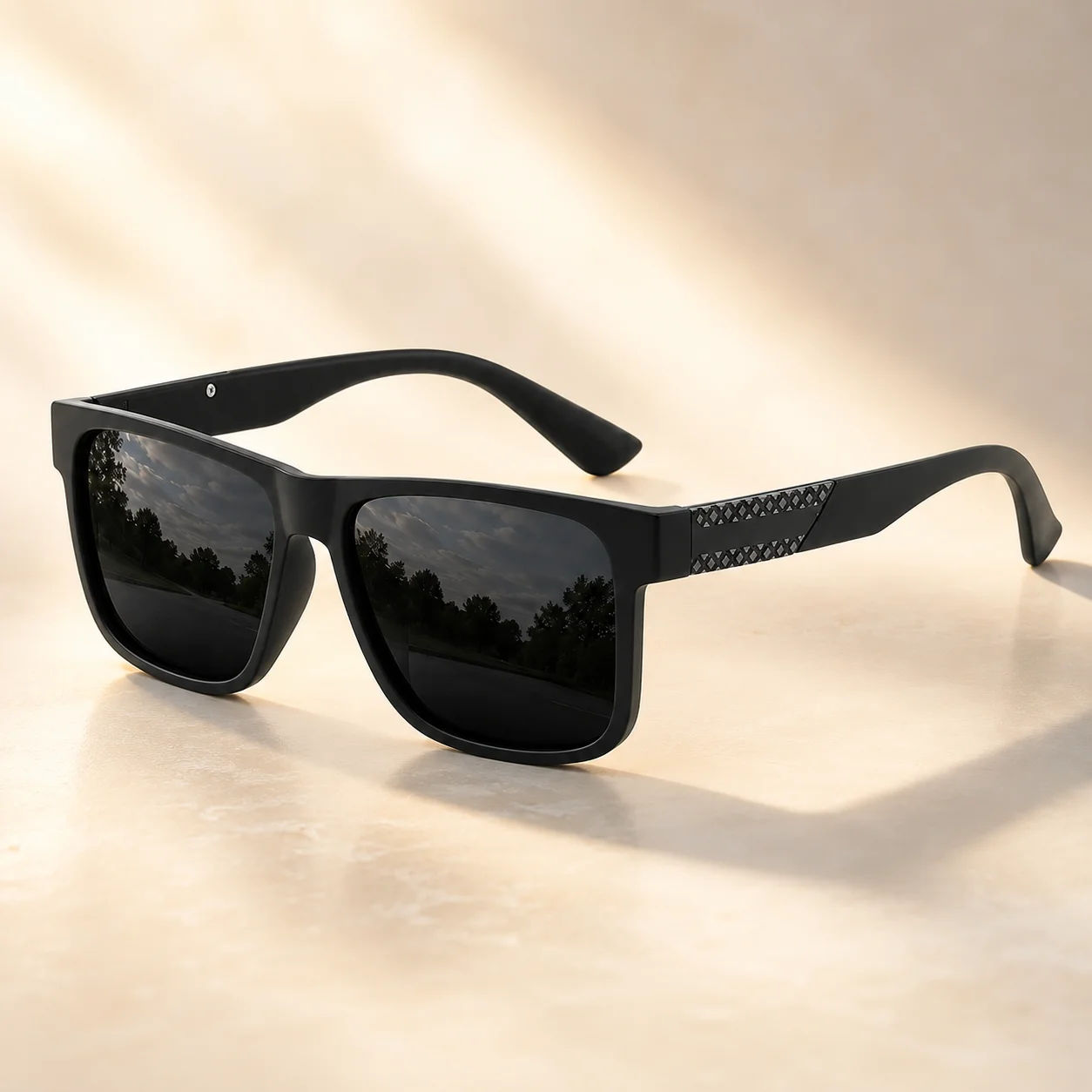 

Polarized Square Sunglasses for Men Women, UV400 Outdoor Driving Fishing Eyewear with Spring Hinges