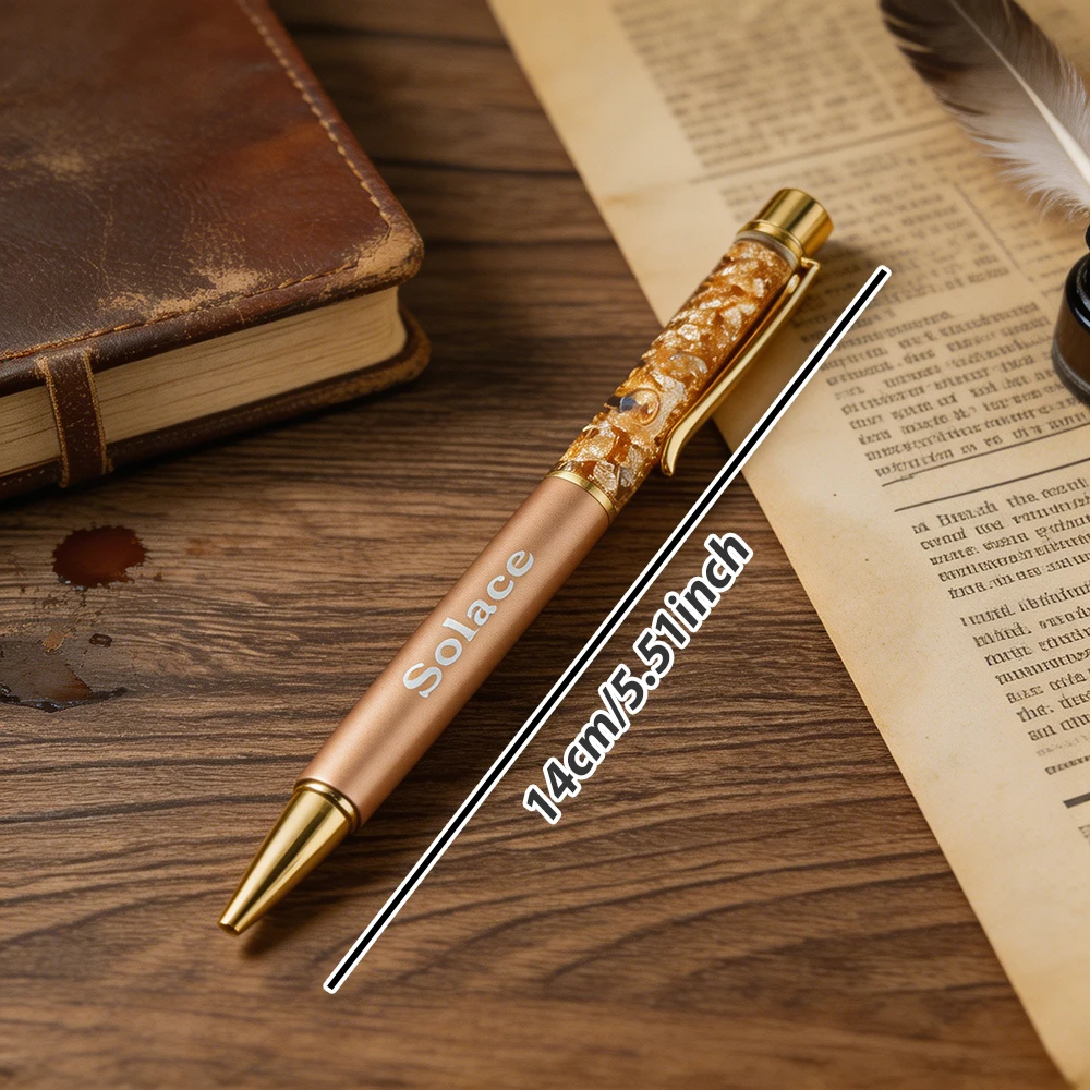 Customized gold foil oil pen, engraved metal ballpoint pen, light luxury liquid pen, bridesmaid/office personalized gift