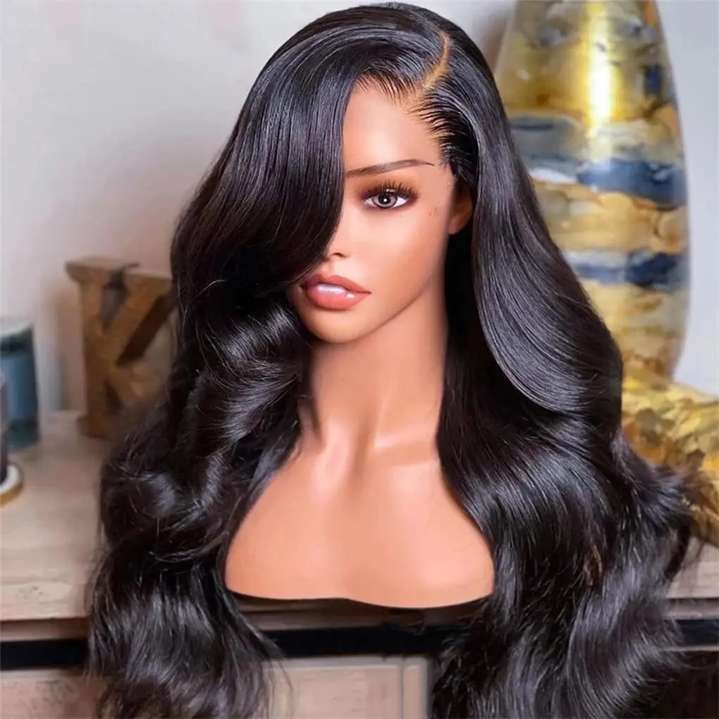 13x4 13X6 Bling Hair Body Wave Wig HD Transparent Lace Front Frontal Wig 180% Density Human Hair 4x4 Lace Closure Wigs For Women