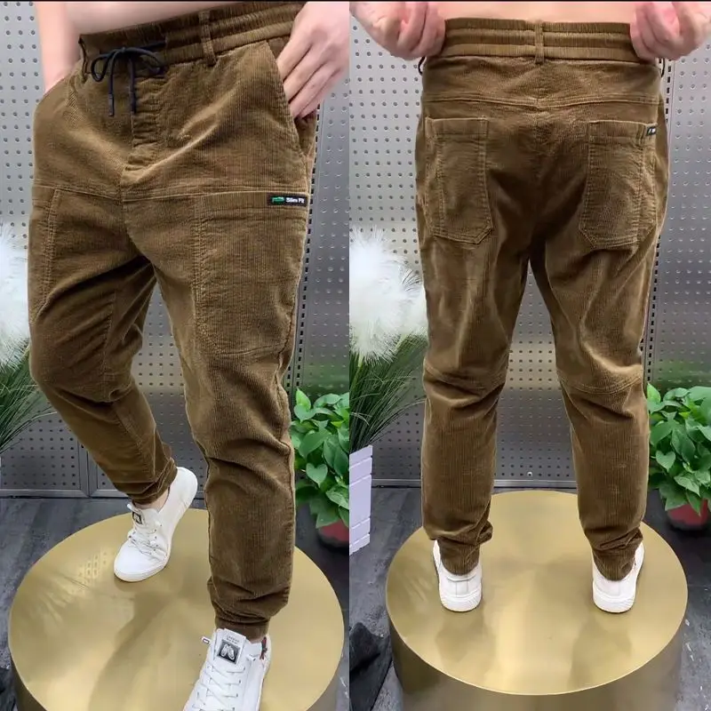 New Spring Autumn Men's Casual Pants Loose and Versatile Six-pack Dad Pants Middle-aged Elastic Small Foot Straight-leg Trousers