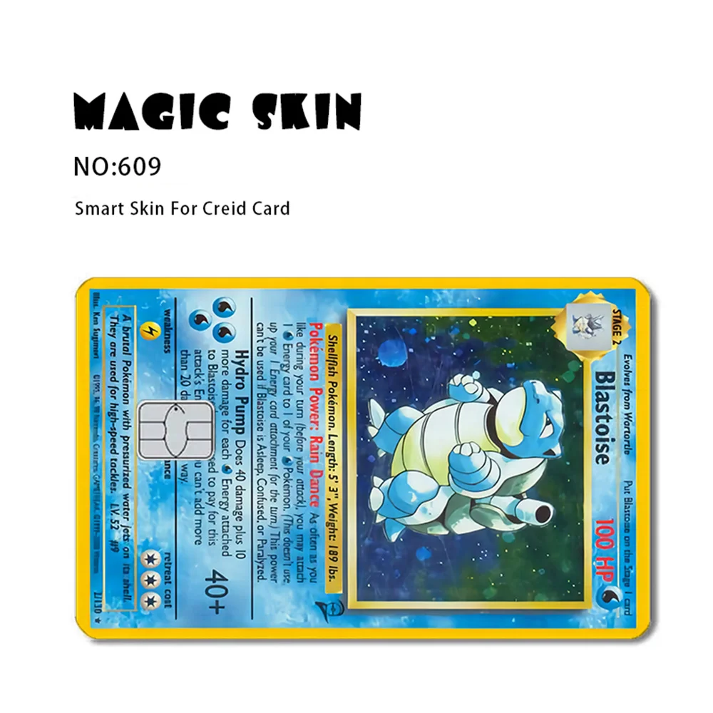 Pokemon Card Decals Credit Card Skin Stereo 2.5D HD Stickers Game Card Decal Card Film Skin Large Small Chip Waterproof Sticker