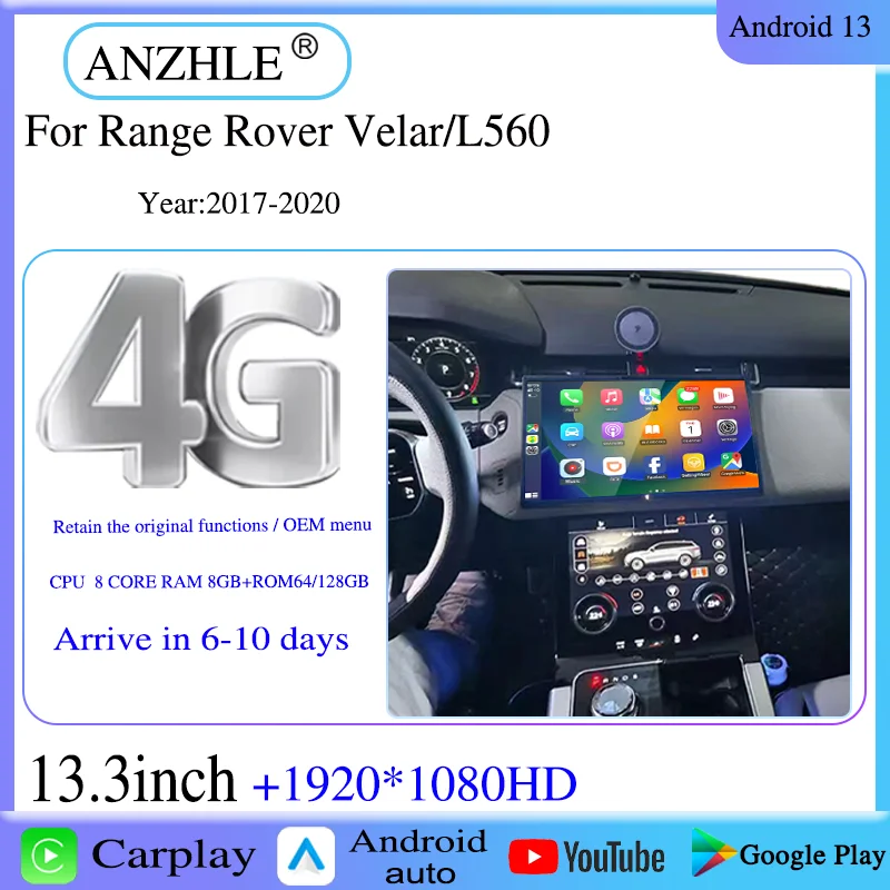 13.3 inch Carplay For 2017-2020 Land Rover Velar L560 Android multimedia player radio navigation screen