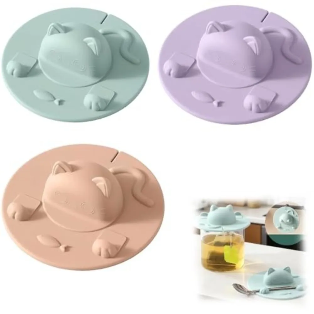 New Cat-shaped Tea Bag Mug Topper Dustproof Universal Cup Covers Squeezer Multi-functional Tea Bag Holder