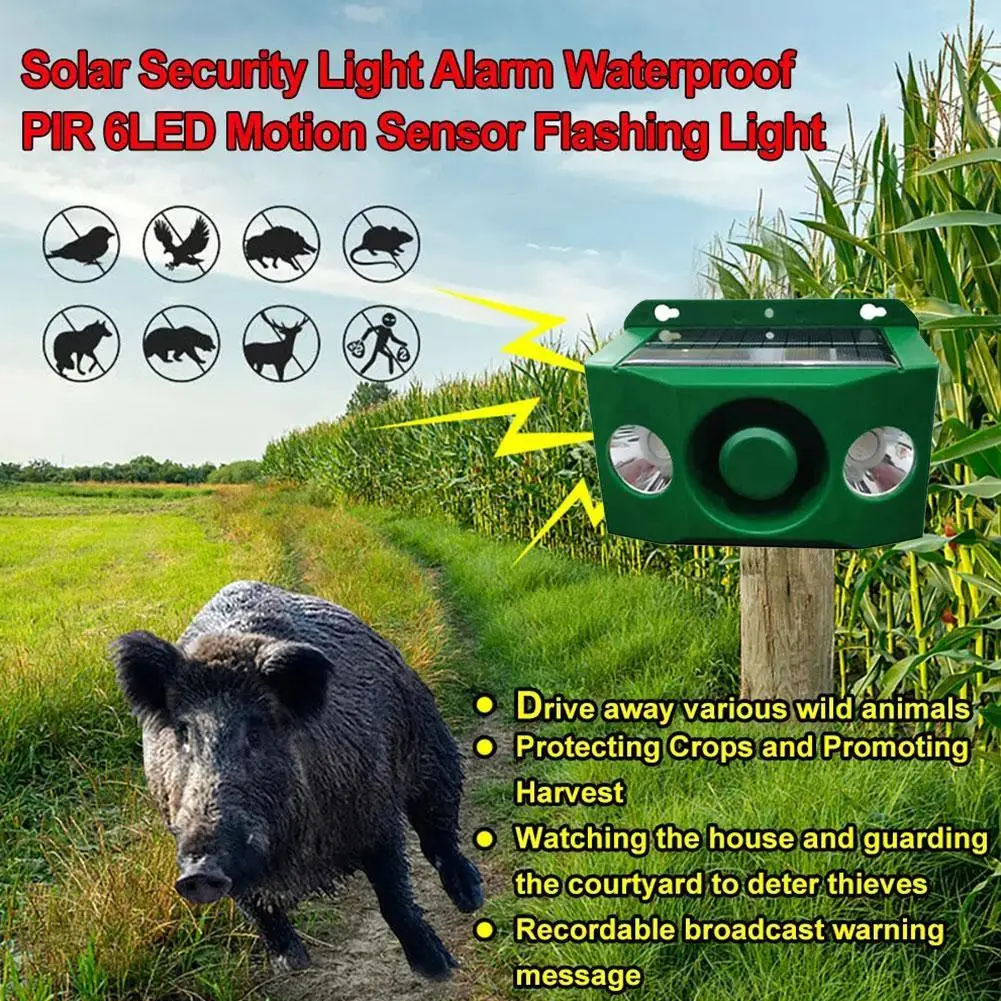 Solar Dual Spotlight Animal Repellent High Volume Dog Barking Wild Boar Warning Light Nighttime Explosion And Long Endurance