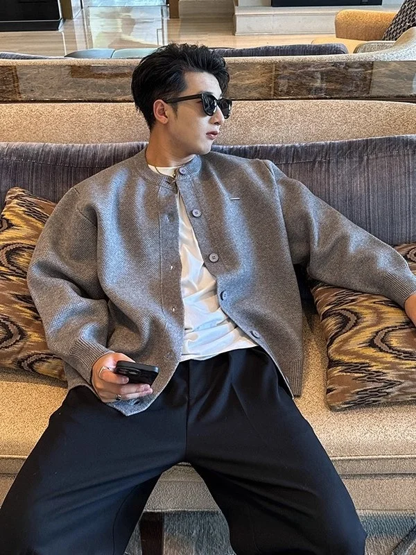 

Extra Large 300 Pou Luxury mat Autumn Winter Knitted Open Cardigan Men's High-End Loose Sweater Men's Outerwear