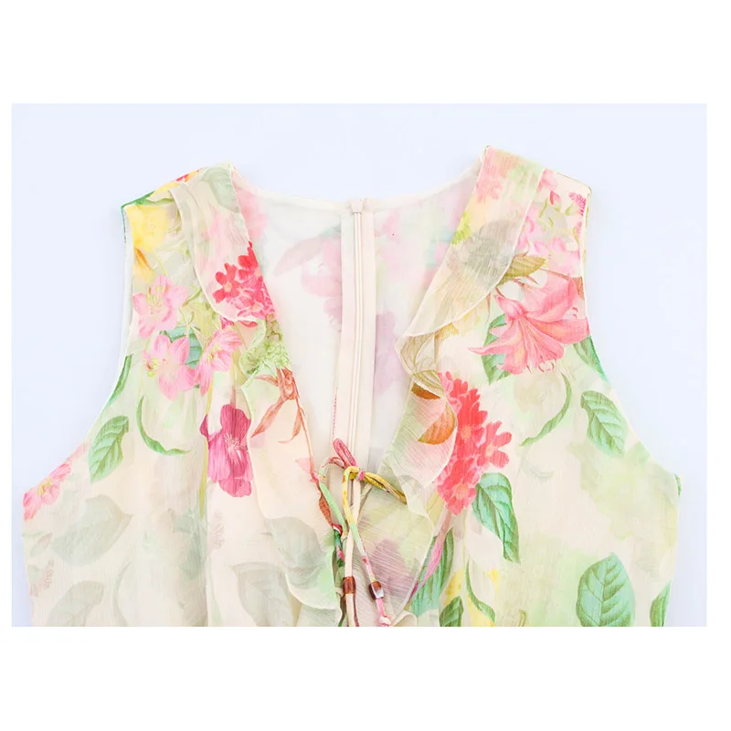 2025 novo verão feminino com decote em v sem mangas estampa floral design aberto maxi vestido praia vestidos de férias