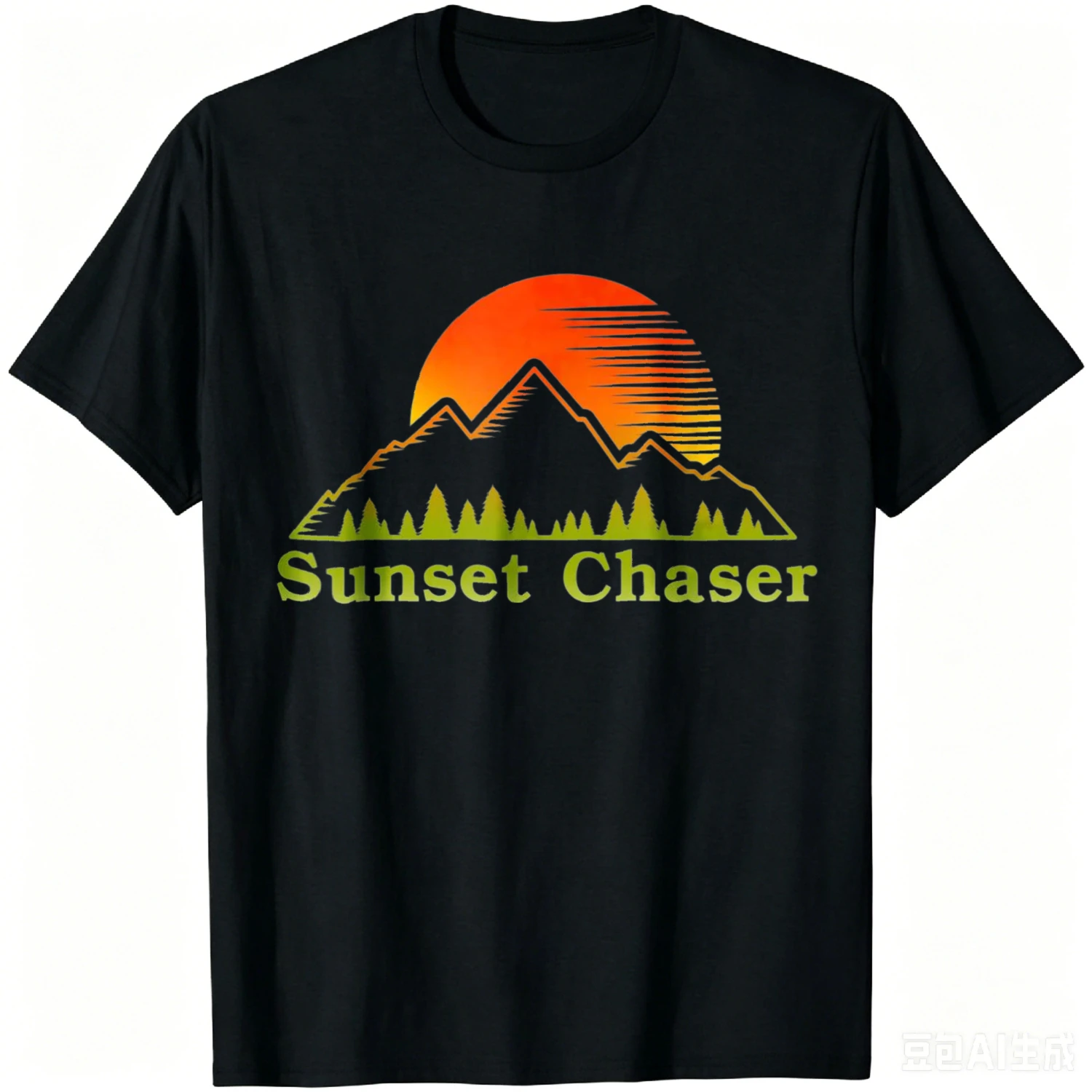 Sunset Chaser Retro Mountains Sunset Travel T-Shirt Cotton T Shirt Casual Summer Top Short Sleeve Crew Neck Men Women Unisex
