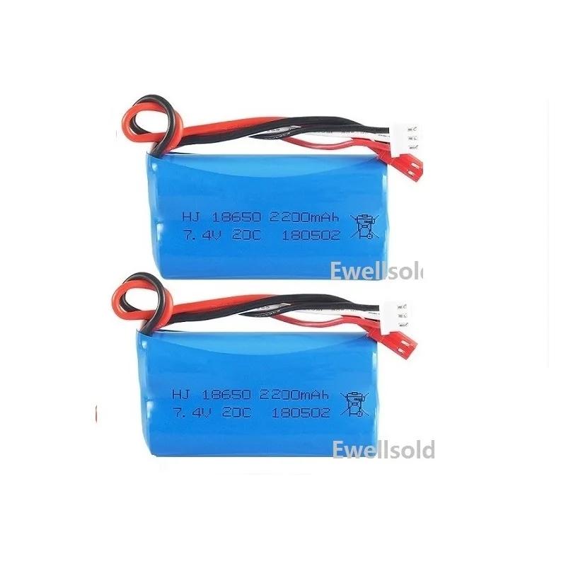 JST-Chargeur de batterie 7.4V 2200mAh 18650 Eddie ion avec prise USB, pour jouets RC, voitures, camions et télécommande, tarte/bateaux