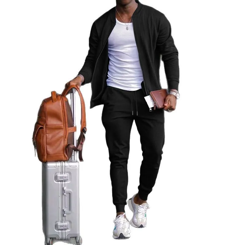 Men's Sports Suit European and American Casual Outdoor Two-piece Set Men's Trendy Hoodie Pants Sportswear Training Suit