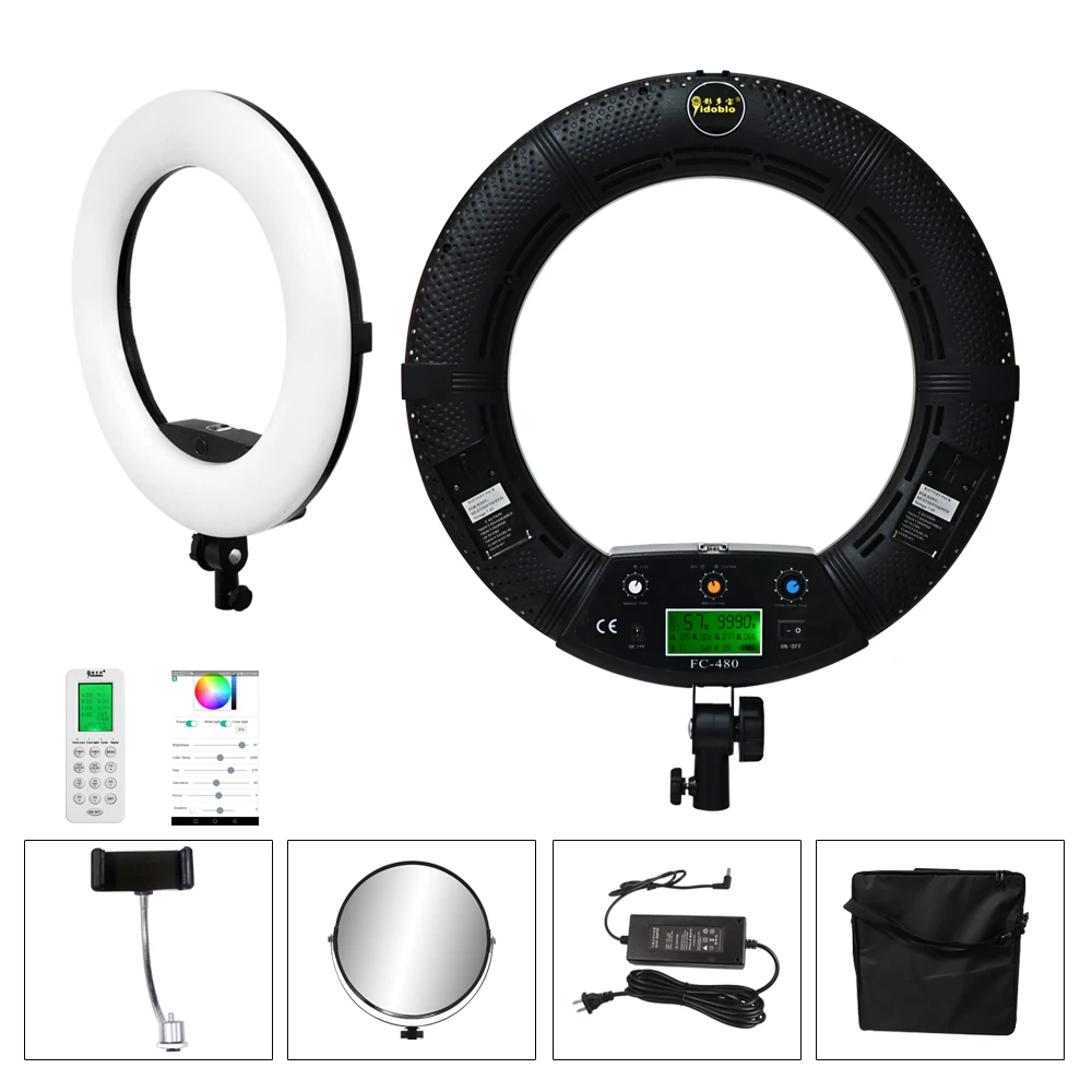 Professional RGB Ring Light 45cm Ring Lamp Kit with Tripod 2700K-9990K Yidoblo FC-480 18inch 96W RGB Video Lights Photo Studio