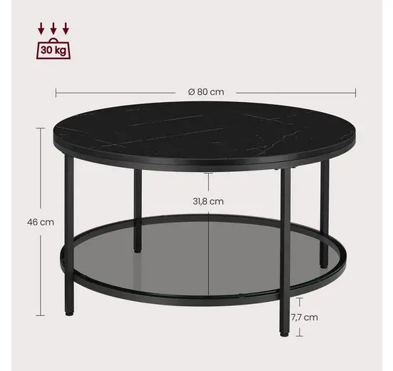 Vasagle Salontafel Woonkamer Tafel Sofa Tafel Voor Woonkamer Met Glazen Blad
