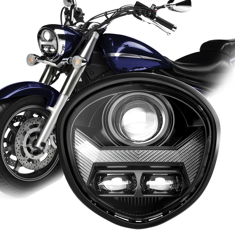 Motorcycle Led Headlight Projector High Low Beam DRL for Yamaha Motors 2010-2017 V Star 1300 XVS 1300 with E-MARK E24 Headlamp