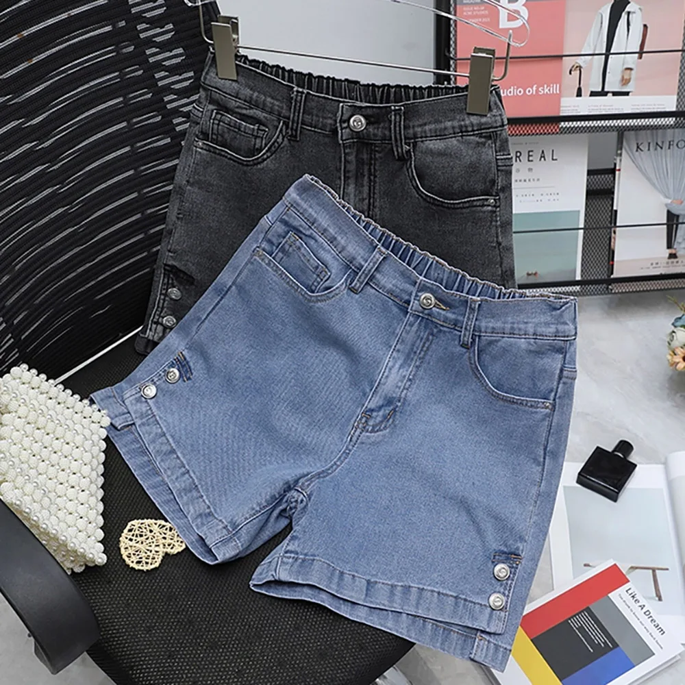 

versized Women Denim Shorts Summer Fashion Buttons Design High Waist Short Jeans Casual Loose Female Denim Hot Pants