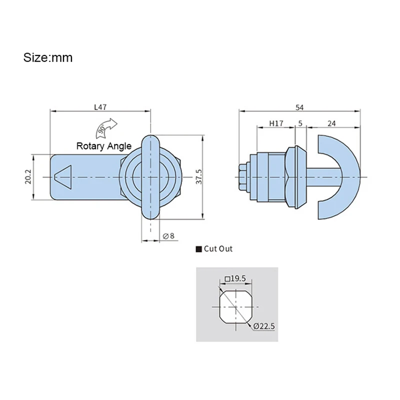 8PCS Zinc Alloy Industrial Cam Locks Distribution Box Chassis Handle Lock Control Electric Cabinet Door Locks Turn Tongue Lock