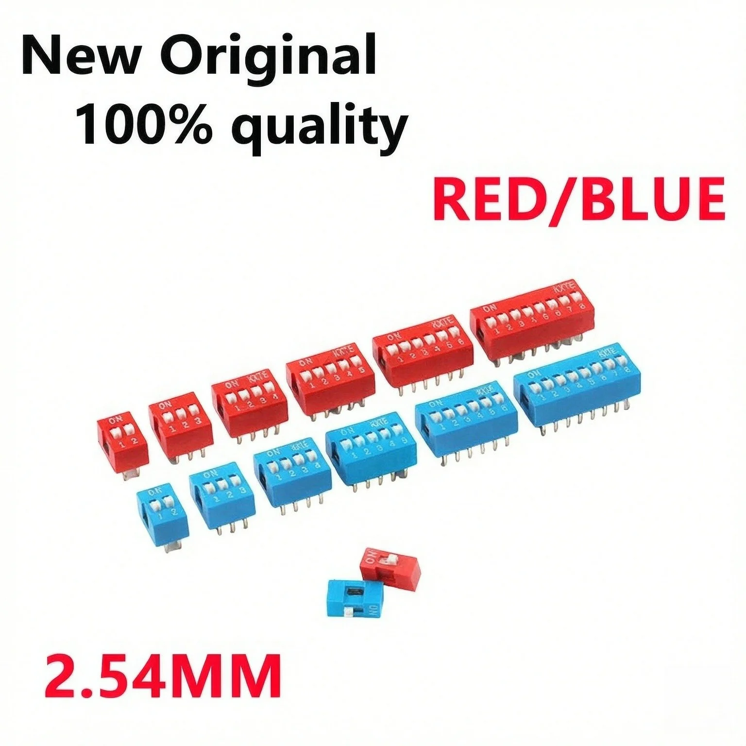 10/PCS Red Blue Dip switch 1 2 3 4 5 6 7 8 9 10 PIN Toggle Switch Spacing 2.54MM Foot Distance In Stock