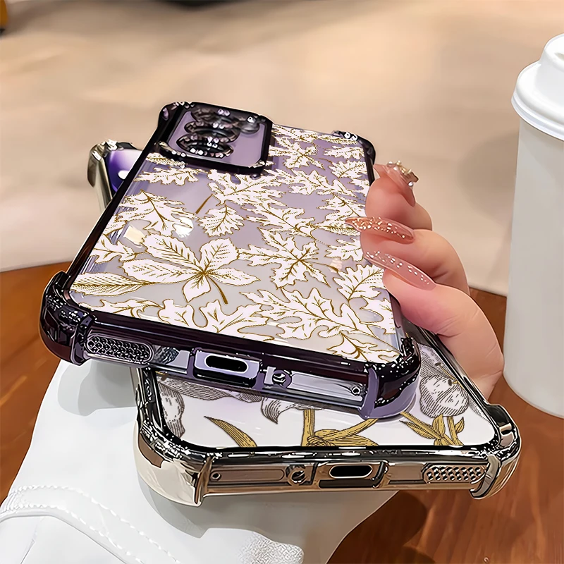 Pattern Flowers Phone Case For Vivo V70 FE V60 V40 Pro V50 V29 Lite V27 V23 V25 V29E Silicone Shockrpoof Plating Back Cover view 4