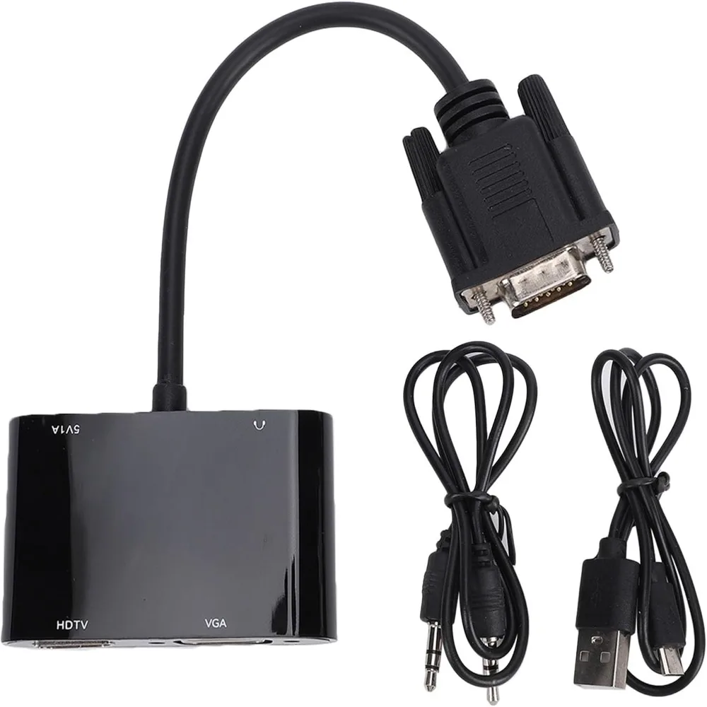 2 In 1 Design VGA To HD Adapter 1080P@60Hz With Audio Port Dual Monitor Adapter Dual Output Full HD Support VGA Converter