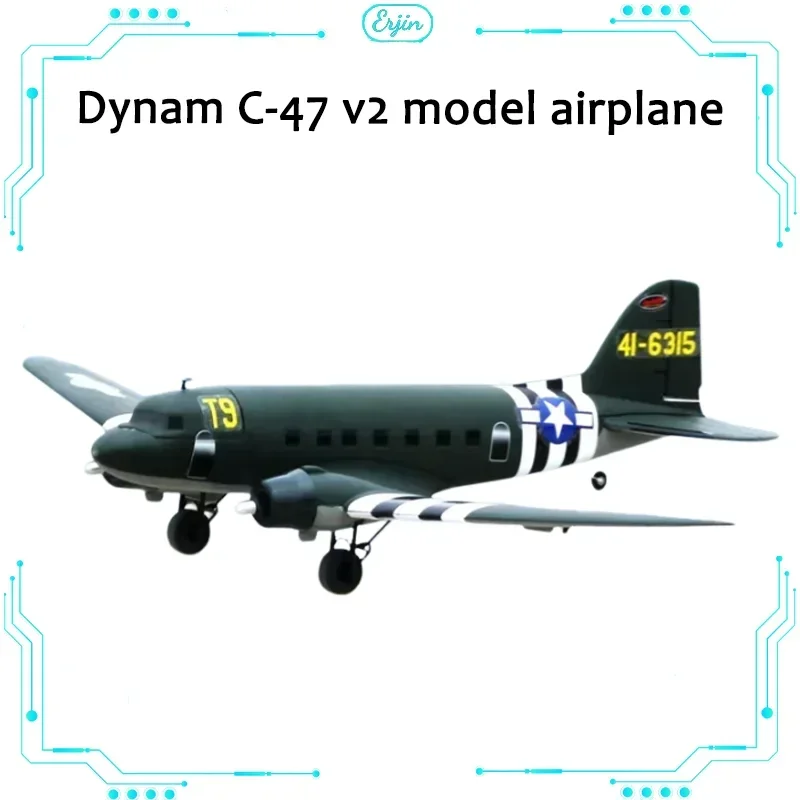 Dynam V2 C-47ที่มีปีกกว้าง1470มม. เครื่องบินจำลองปีกคงที่ควบคุมด้วยรีโมท