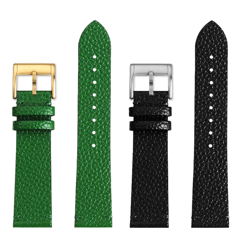 watch band For GUCCI YA1264065 Little Bee Embroidered Gucci Men's and Women's Green Genuine Lea/ther Watch Strap 20mm Bracelet images - 6