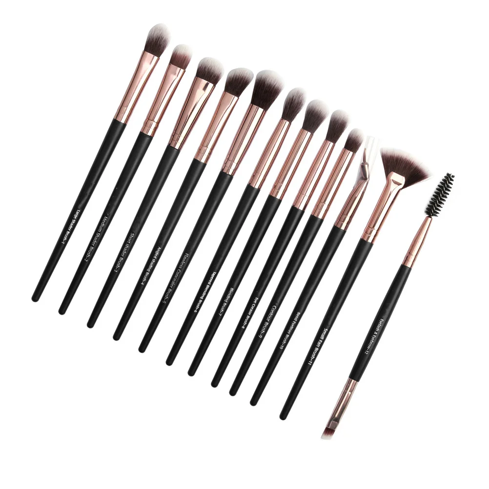 

12pcs Eye Shadow Brush Set Premium Makeup Tools For Women Long-Lasting Brush Kit Soft Bristles Natural Finish Pink