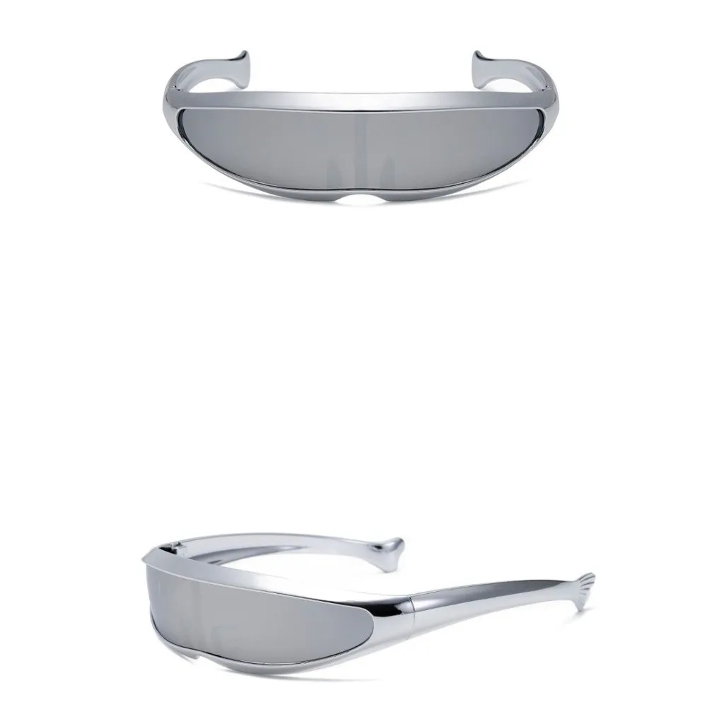 Unique Electroplated Women Eyeglass One-piece Mirror Punk Blocking Sunglasses Goggles Futuristic Steampunk Sunglasses Driving